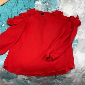 Red cold shoulder blouse